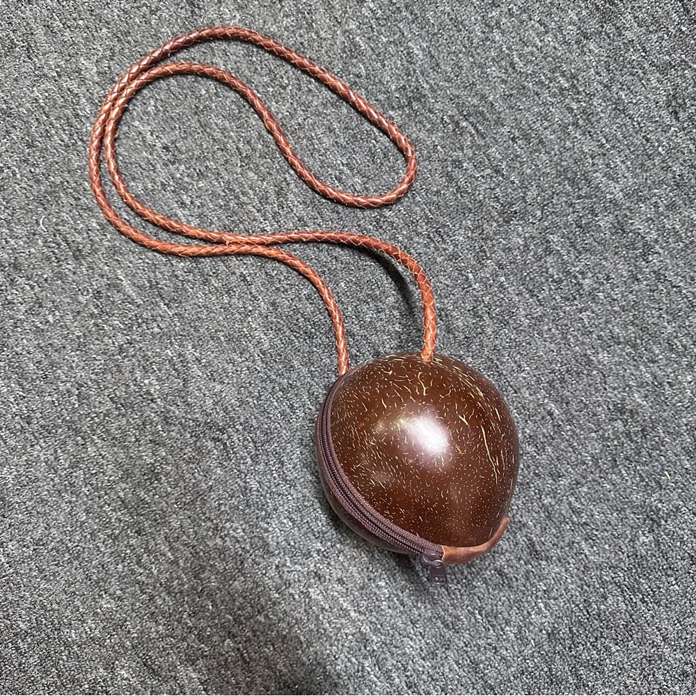 Brown Coconut Shell Crossbody Bag